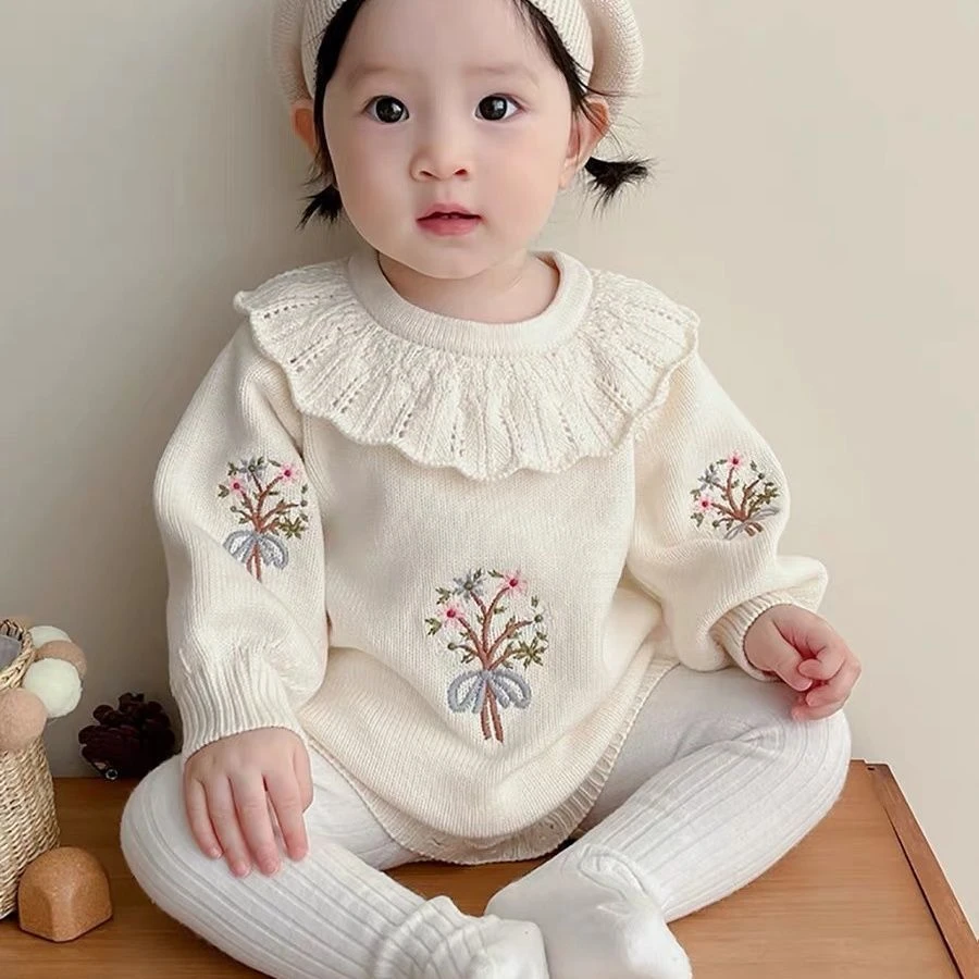 婴儿针织包屁衣女宝宝公主连体衣毛衣哈衣百天周岁礼服春秋套装冬