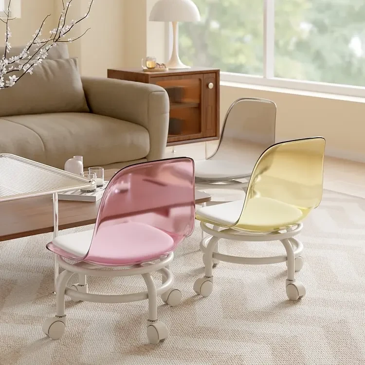 亚克力凳子家用烤漆亚克力小转椅轻奢透明简约办公北欧化妆凳