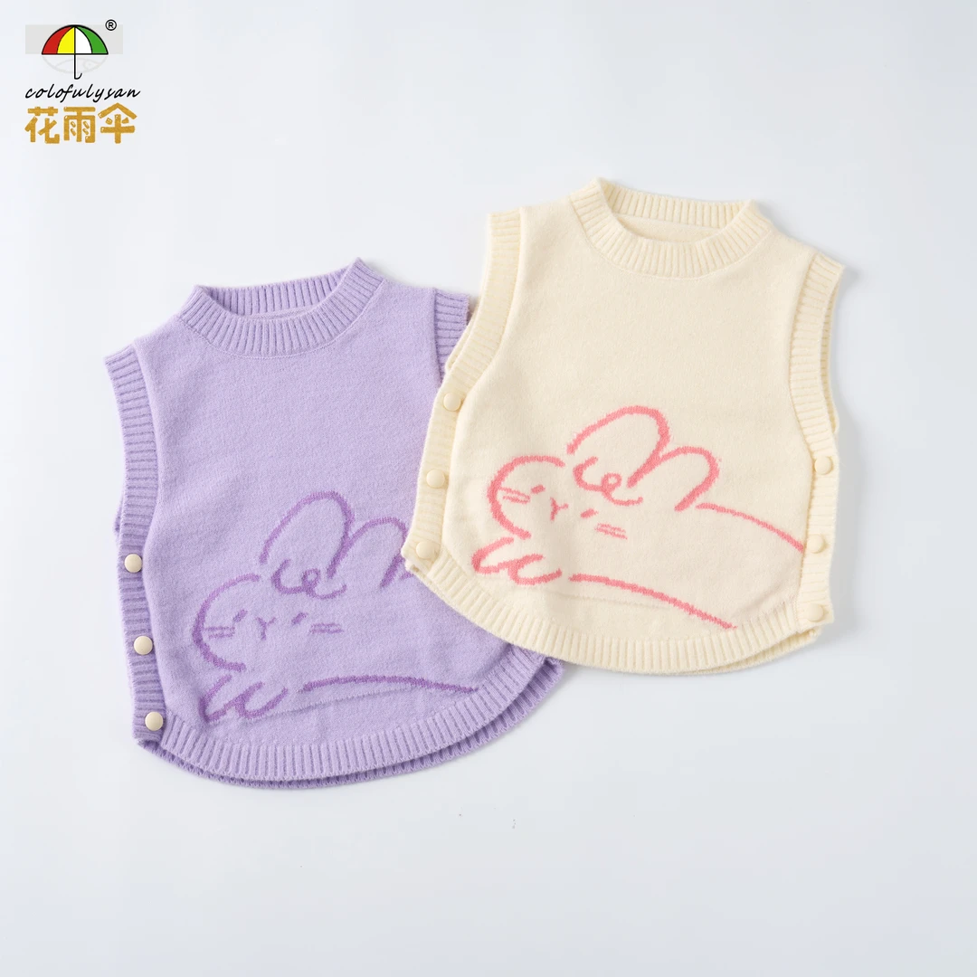 2024新款儿童春夏洋气套头婴儿女宝宝外穿无袖上衣可爱卡通衣服