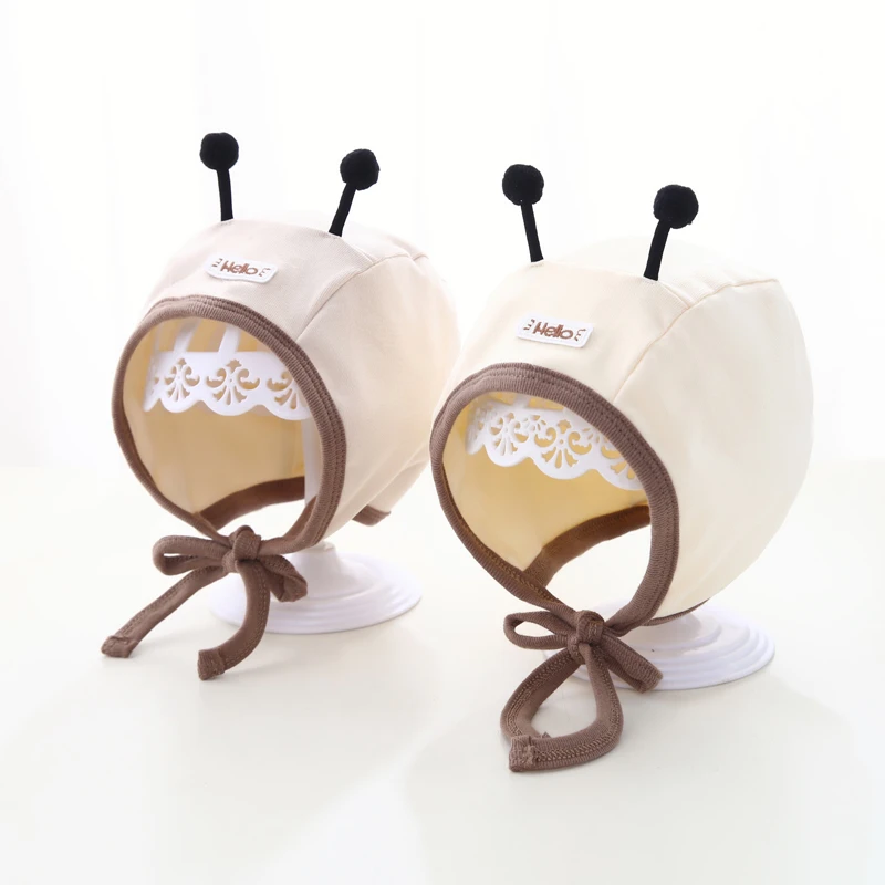宝宝帽子春秋可爱护耳帽小蚂蚁包头帽保暖防风薄款双层小头围帽子