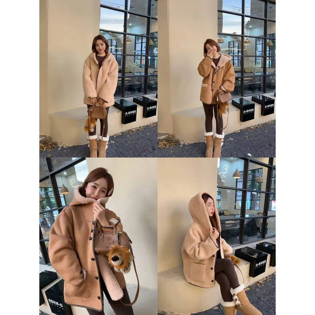 【YFONI】正反两穿~进口皮毛一体外套