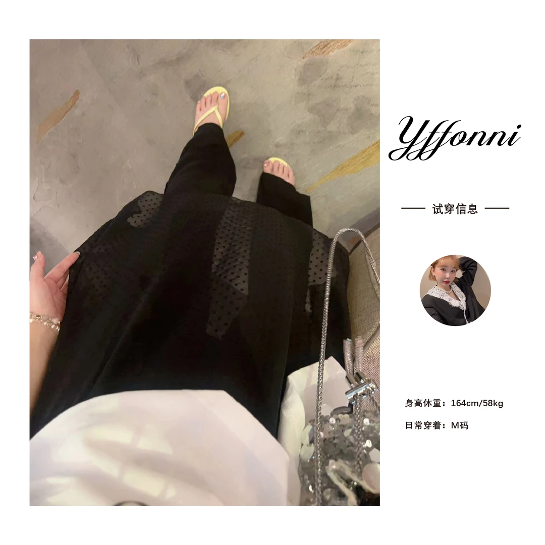【YFONI】韩版设计松弛感自带蕾丝裙~高高高弹力休闲裤