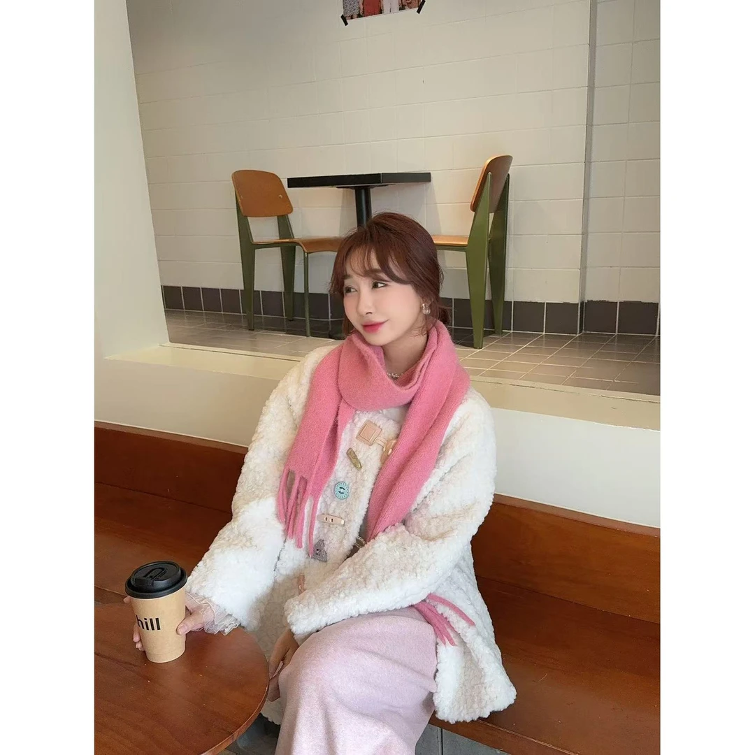 【YFONI】五彩扣设计感皮毛一体外套