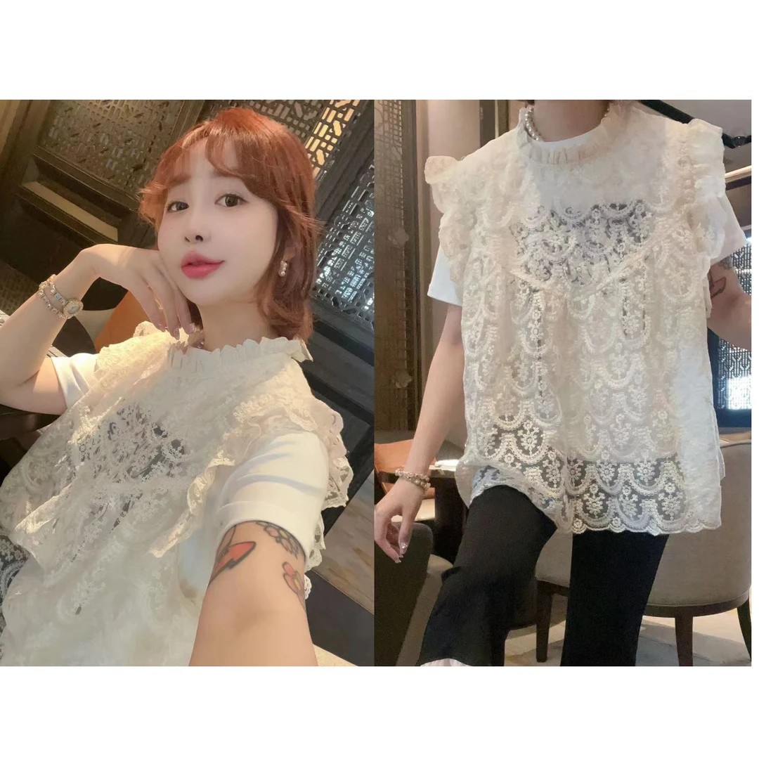 【YFONI】蕾丝马甲百搭小萌物~衬衫