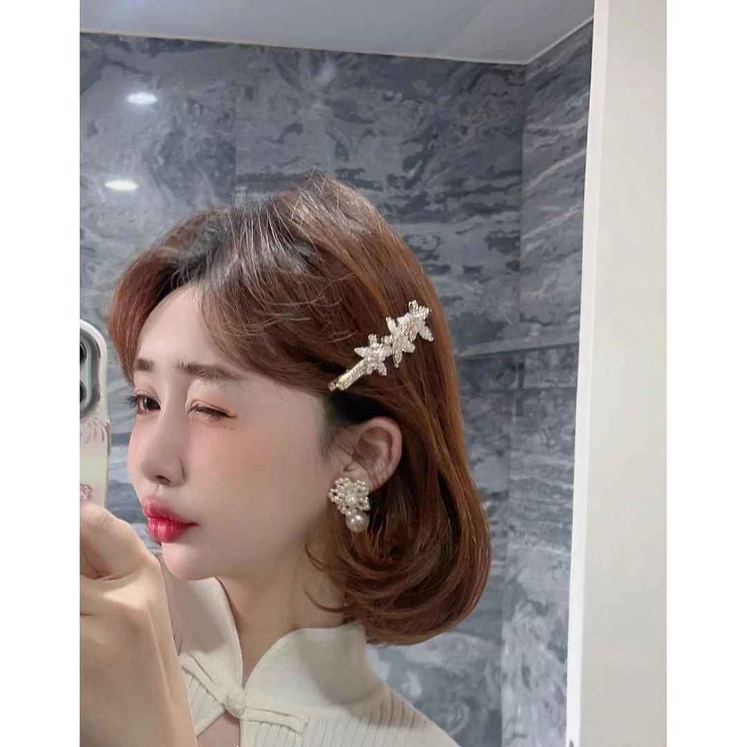 【YFONI】韩代贴钻五瓣花发卡发饰
