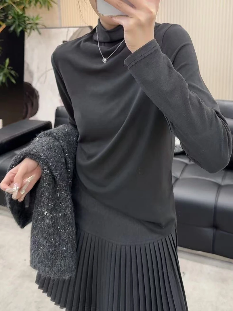 DALIANSU/大脸酥-4141   冬季半高领长袖修身打底衫上衣