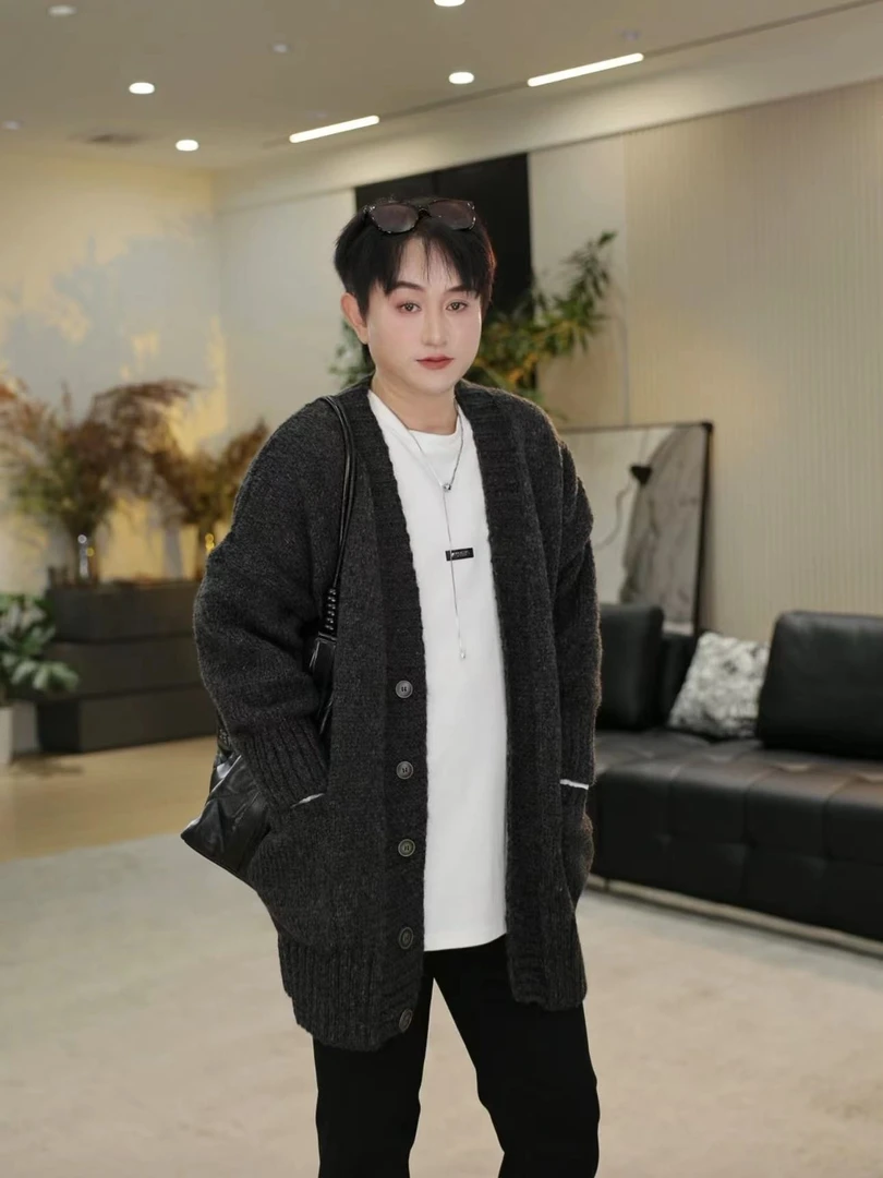 DALIANSU/大脸酥-3923【慵懒周末】秋冬加厚针织开衫上衣