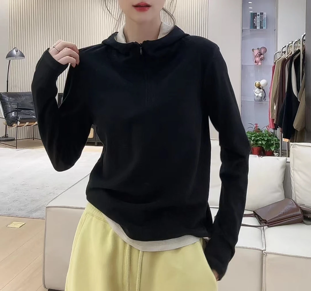 DLS-2854  秋冬新款撞色连帽显瘦百搭拉链长袖卫衣