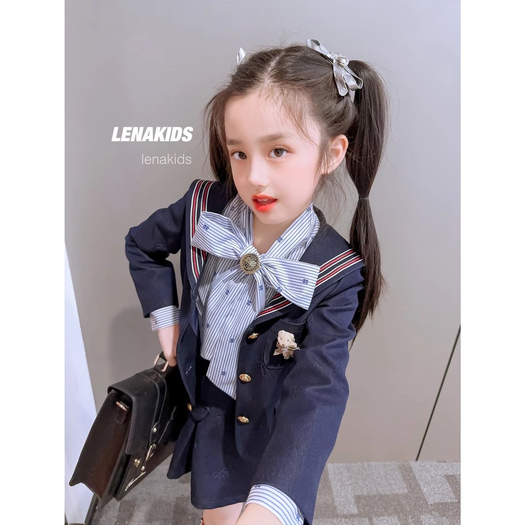 【现货】MOANA 高品质提花蝴蝶结JK学院风女宝套装24081301