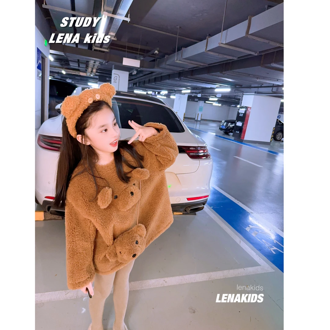 PP·Twinkle【现货】高定小熊毛毛大衣时髦设计感女宝外套24092201