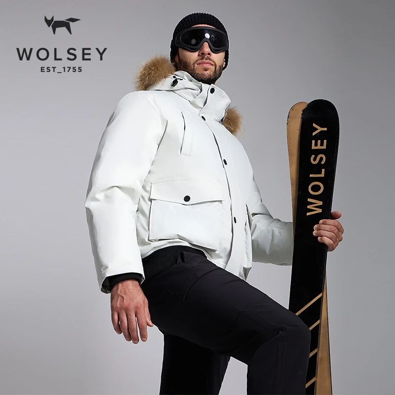 WOLSEY【反季价】男士鹅绒羽绒服毛领保暖夹克羽绒服防寒加厚休闲