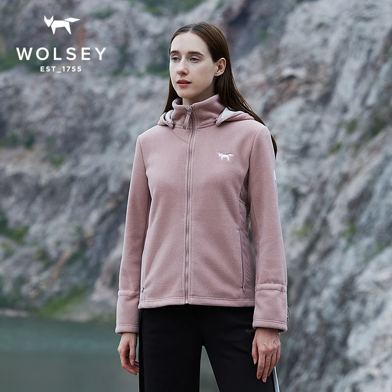 抓绒外套加厚防风保暖连帽开衫户外休闲秋冬女夹克登山服运动