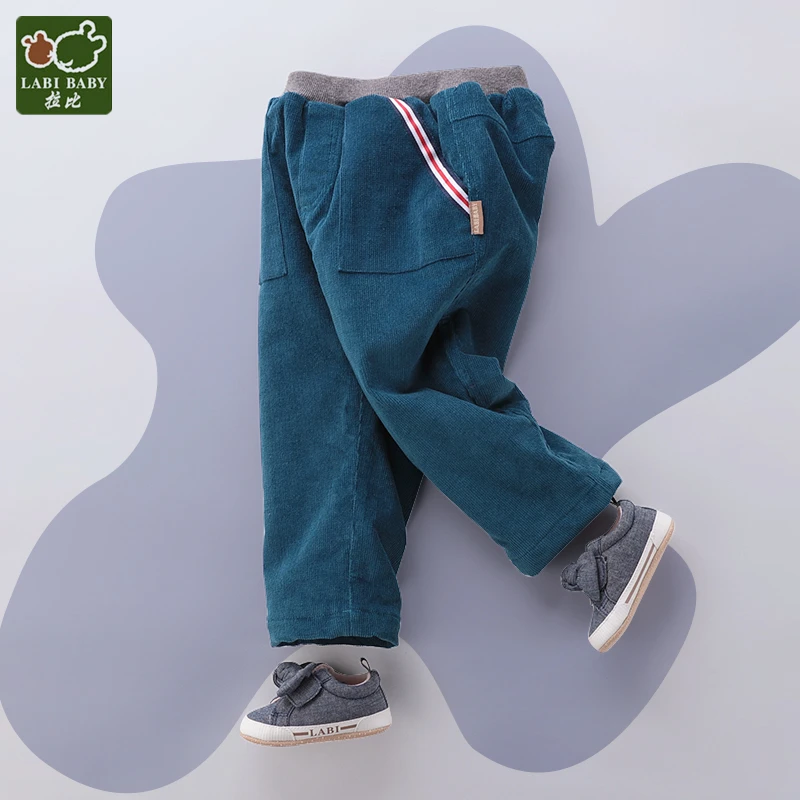 3折拉比童装裤子男女童秋冬长裤复古直筒裤松紧腰宽松