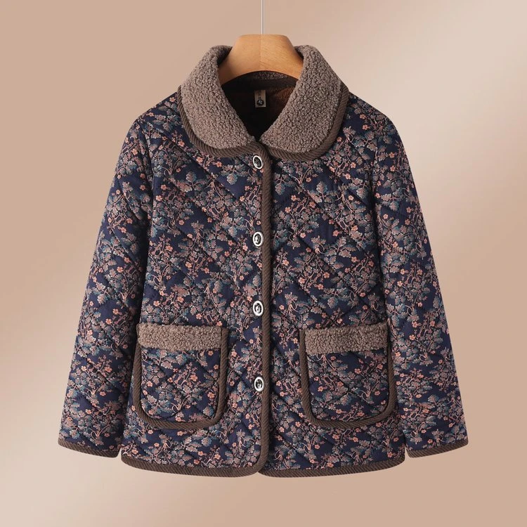 中老年女装穿搭2024年气质短款妈妈装洋气加绒老年人加厚保暖棉衣