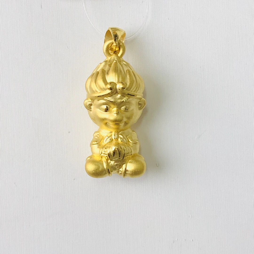萃华足金悟空吊坠3D硬金工艺