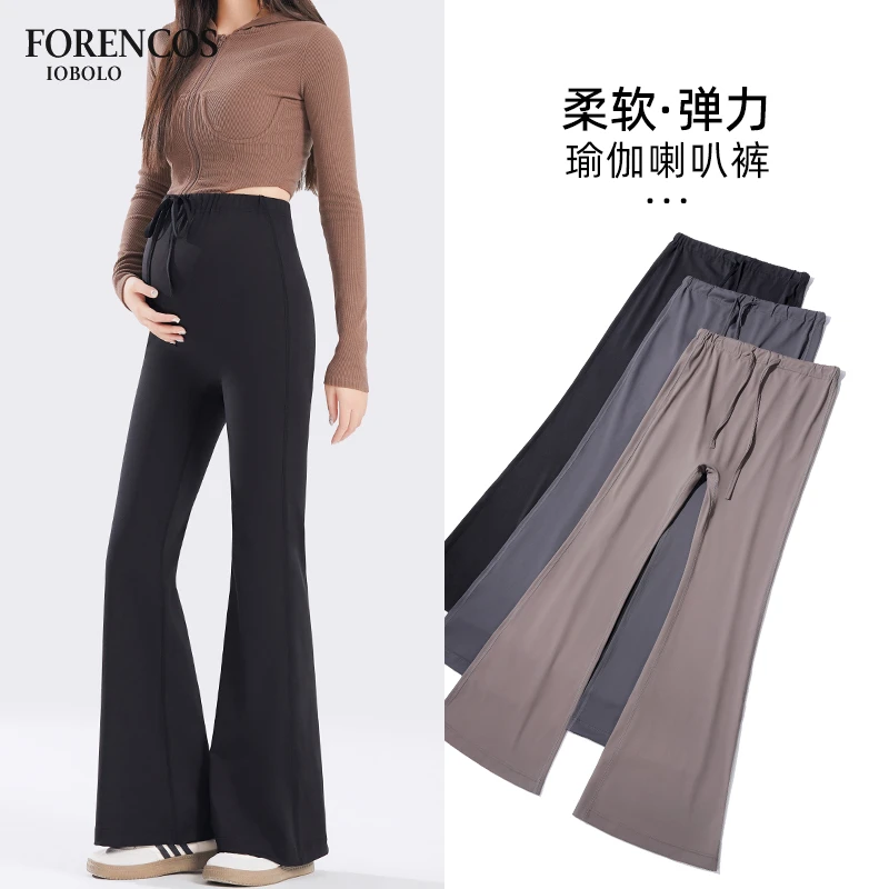 forencos孕妇喇叭裤春秋外穿微喇瑜伽鲨鱼打底裤加绒加厚保暖棉裤