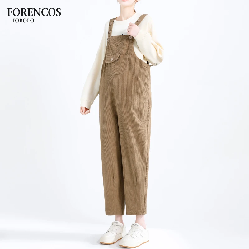 Forencos孕妇背带裤秋冬外穿加厚小个子灯芯绒2025新款休闲孕妇装