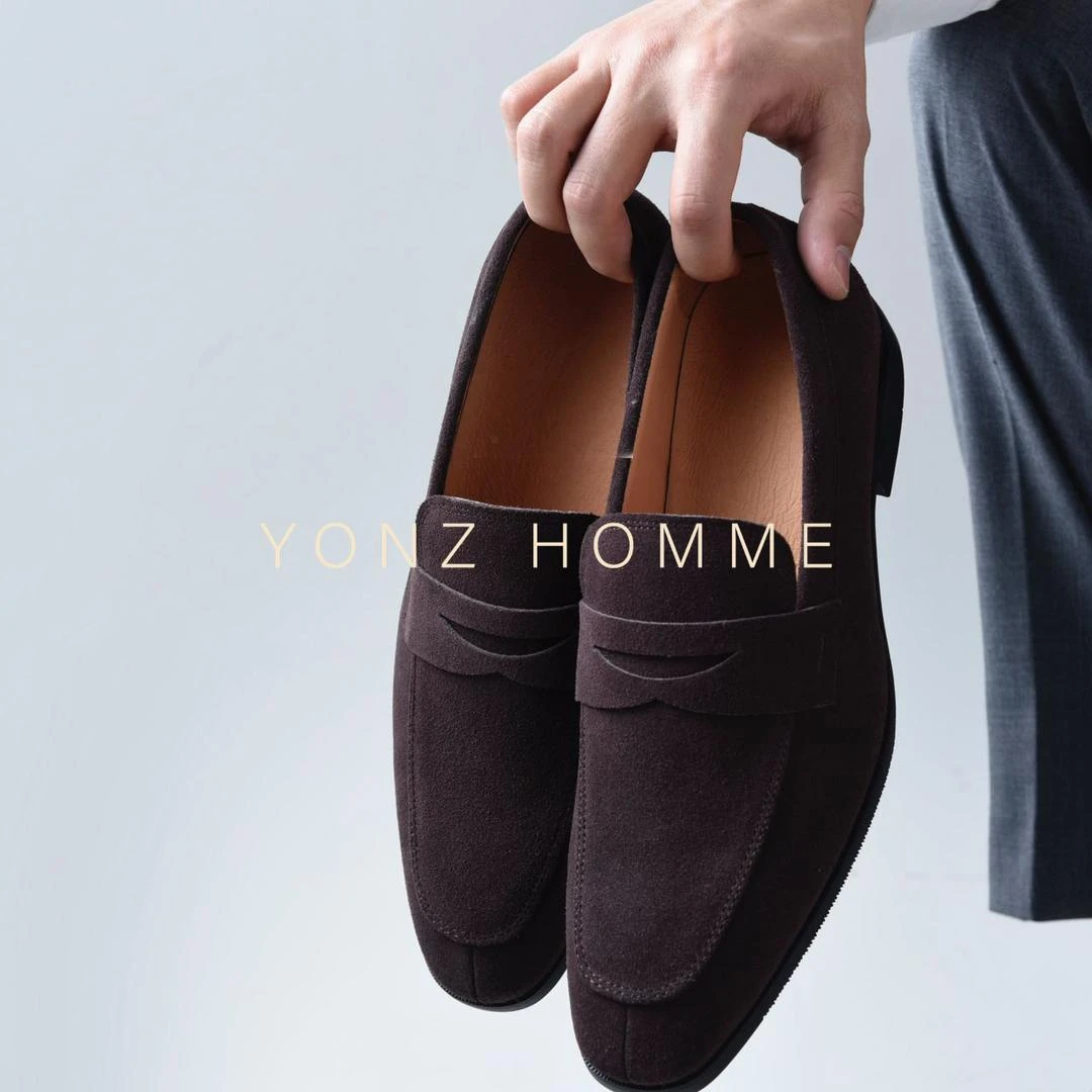 YONZ HOMME反绒便士乐福鞋男士春季新款真皮牛皮商务百搭轻便舒适