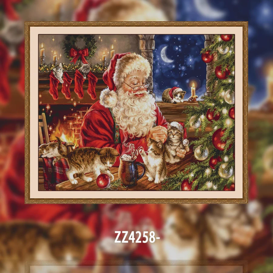 【ZZ4258-温馨圣诞夜】十字绣2023新款客厅卧室圣诞温馨画简约画