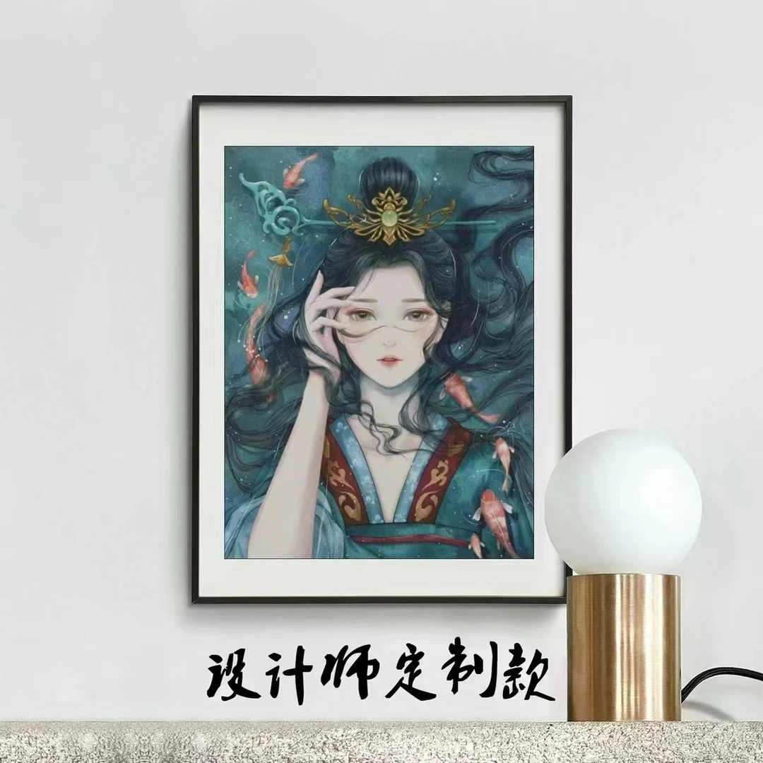 设计师定制款金鱼仙子全图十字绣2023年新款自绣客厅小格书房系列
