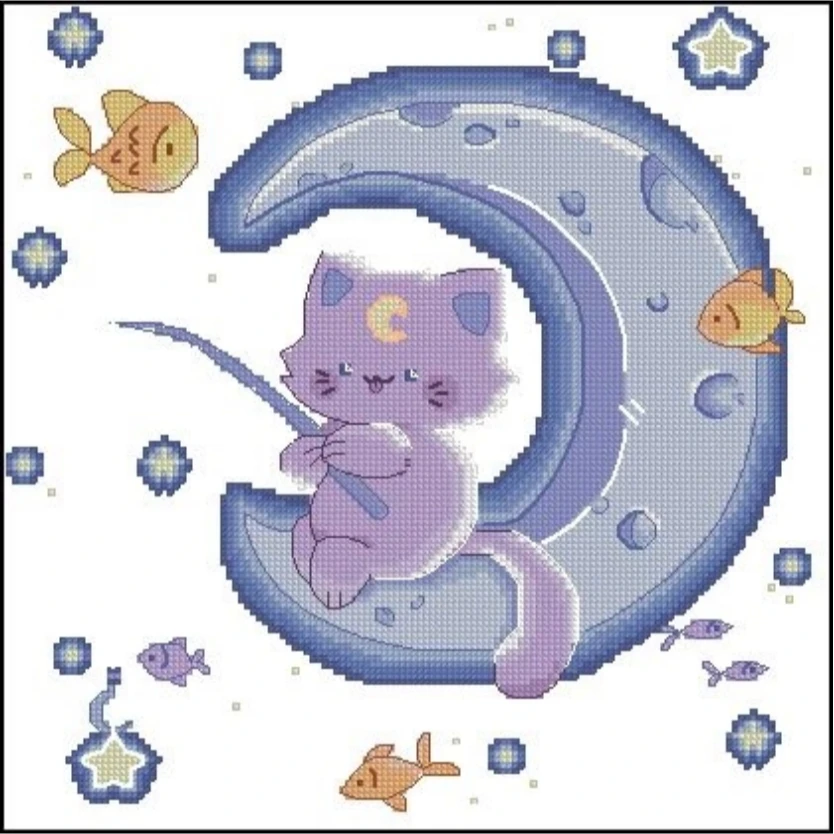 【CC362-小猫钓鱼】十字绣2024新款客厅卧室挂画温馨人物小众
