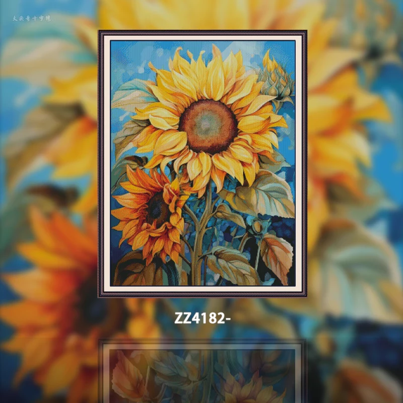【ZZ4182-蓝田向日葵】十字绣2023新款自己绣手工客厅简约花卉系