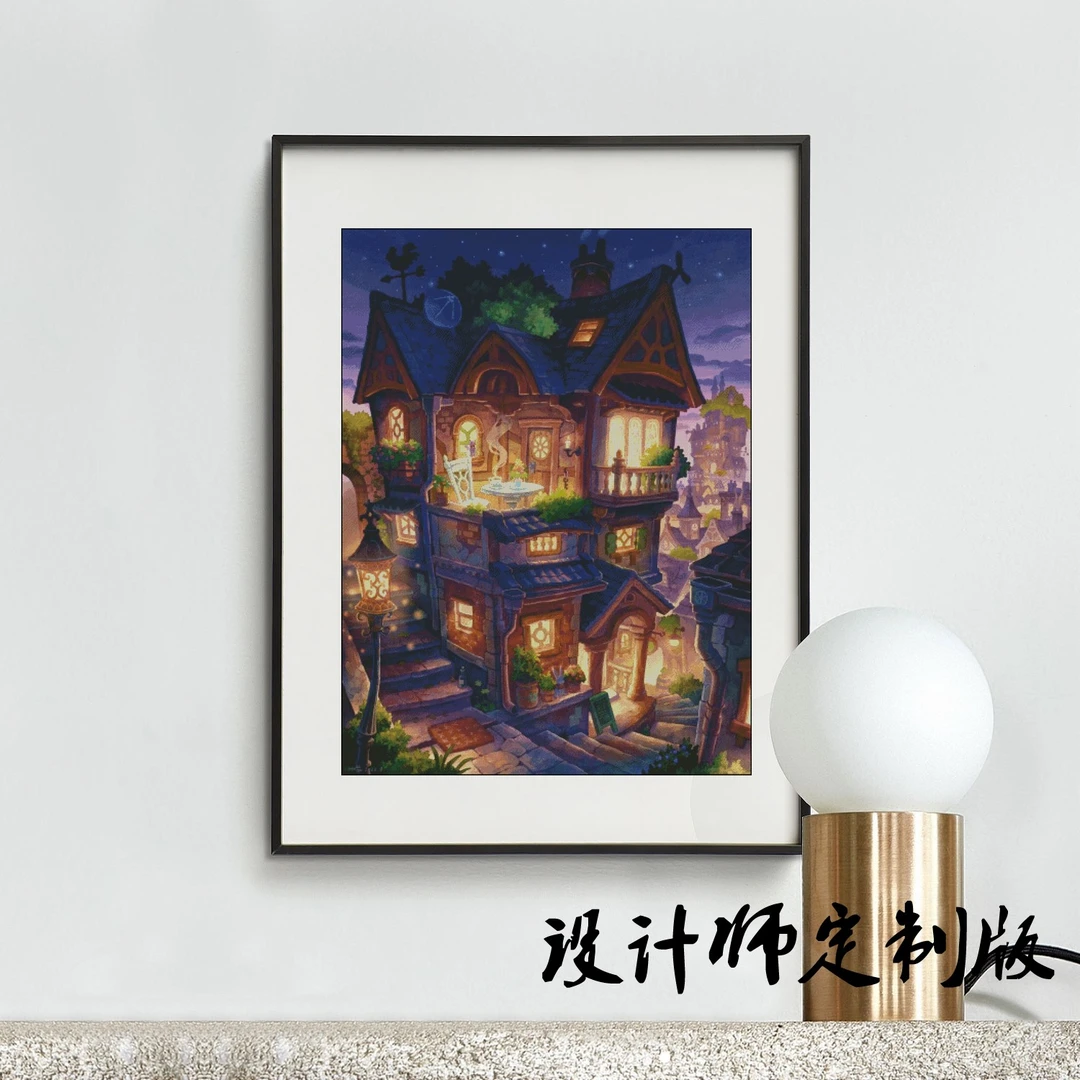 猫猫老师街角咖啡馆十字绣2022新款自己绣手工客厅卧室小格动漫