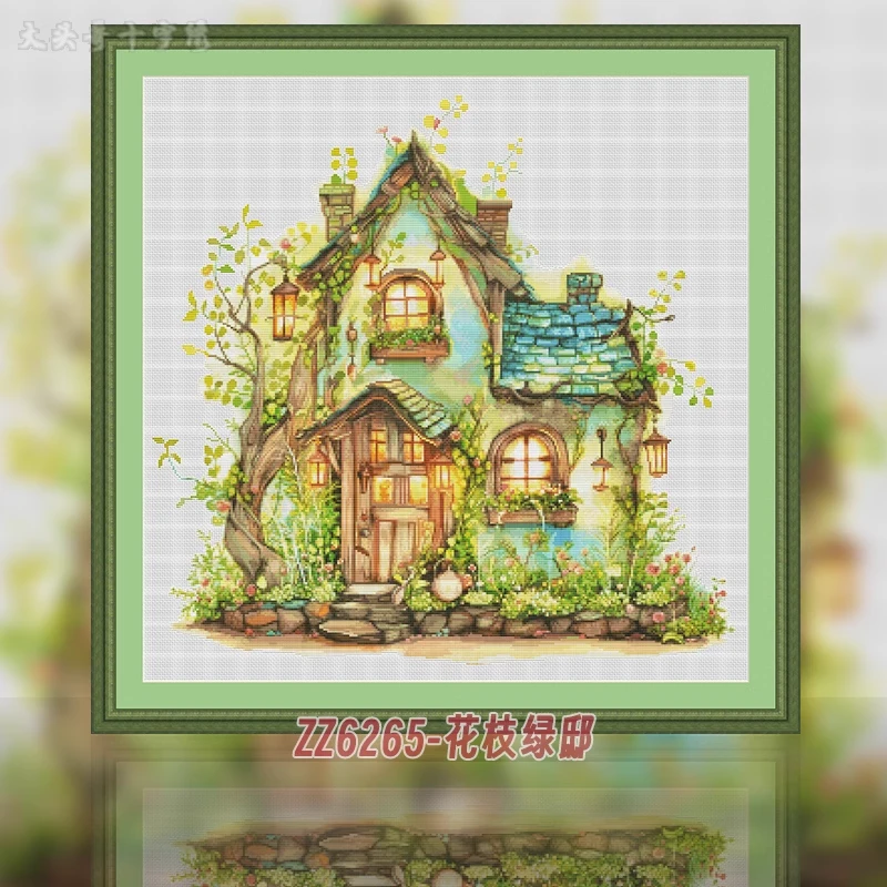 【ZZ6265-花枝绿邸】十字绣2024新款客厅餐厅简单简约竖版