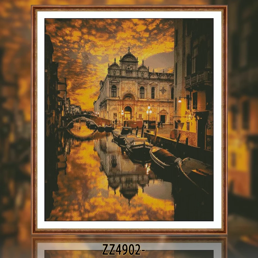 【ZZ4902-黄昏威尼斯】十字绣油画卧室客厅2024新款风景自己绣小