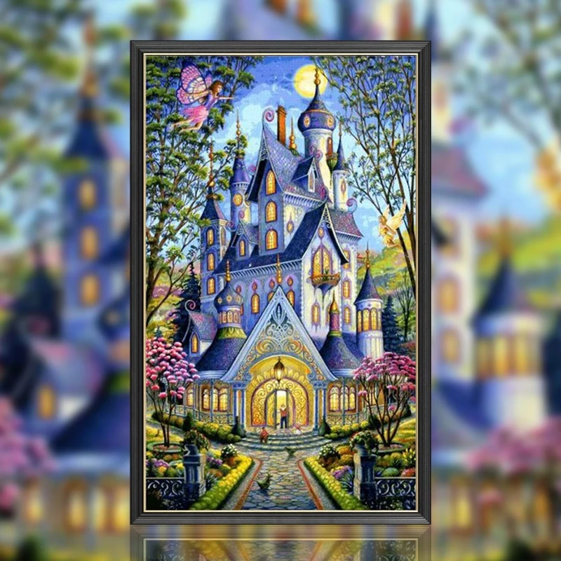 【JJ905-春之城堡.】十字绣2024年新款自己绣客厅小格印