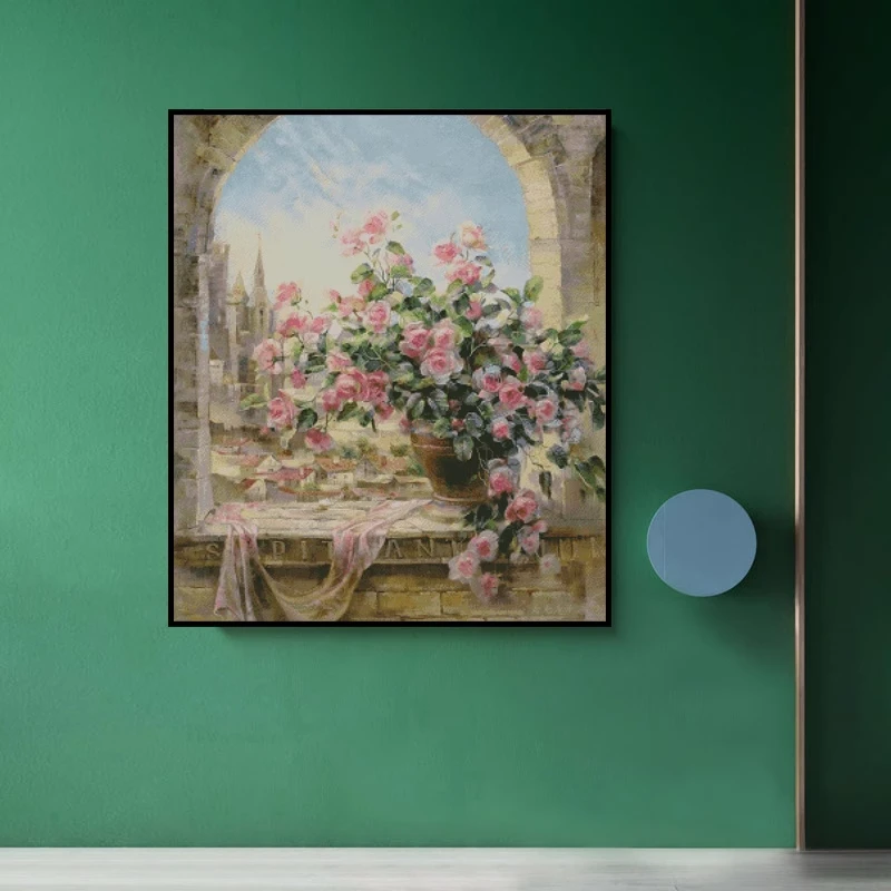 油画花瓶十字绣2023新款自己绣手工客厅小件欧式简约现代竖欧式