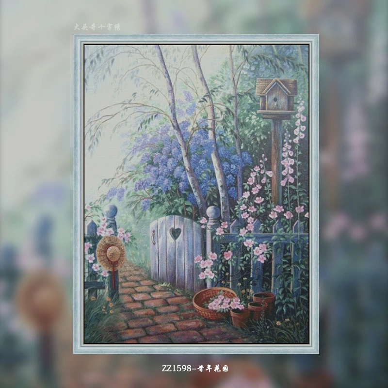 【ZZ1598-昔年花园】2022新款十字绣清新印花现代简约客厅