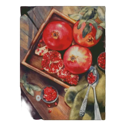 ZZ2510-鲜红石榴十字绣2023新款客厅卧室大幅自己绣手工简约