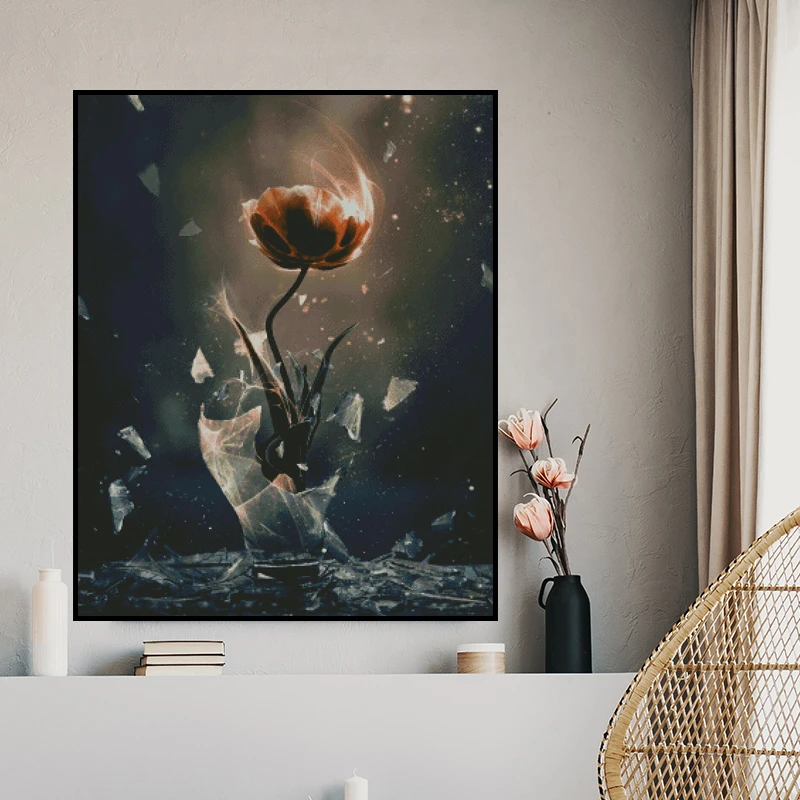 【乌克兰火玫瑰十字绣2023新款自己绣手工植物