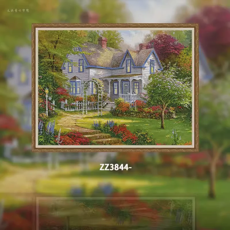 【ZZ3844-欧式小屋花园】十字绣2023新款欧油画风景客厅卧室小众