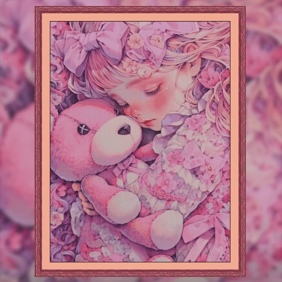 【miss绣】【ZZ4575-甜睡女孩】十字绣2023新款客厅卧室自己绣