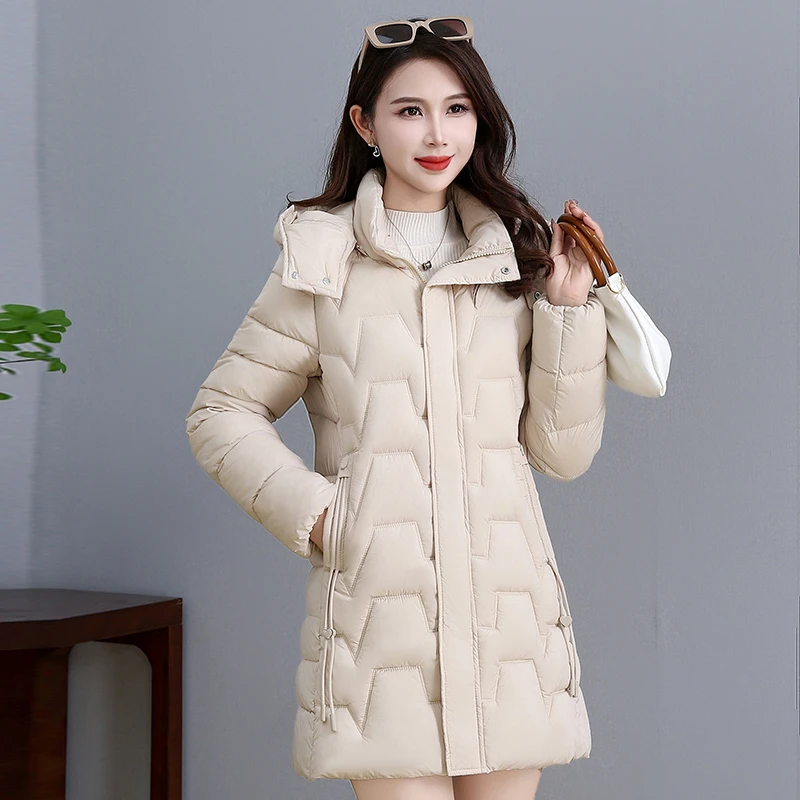 2024中长款棉服外套修身显瘦加厚冬季女士韩版小个子妈妈棉衣