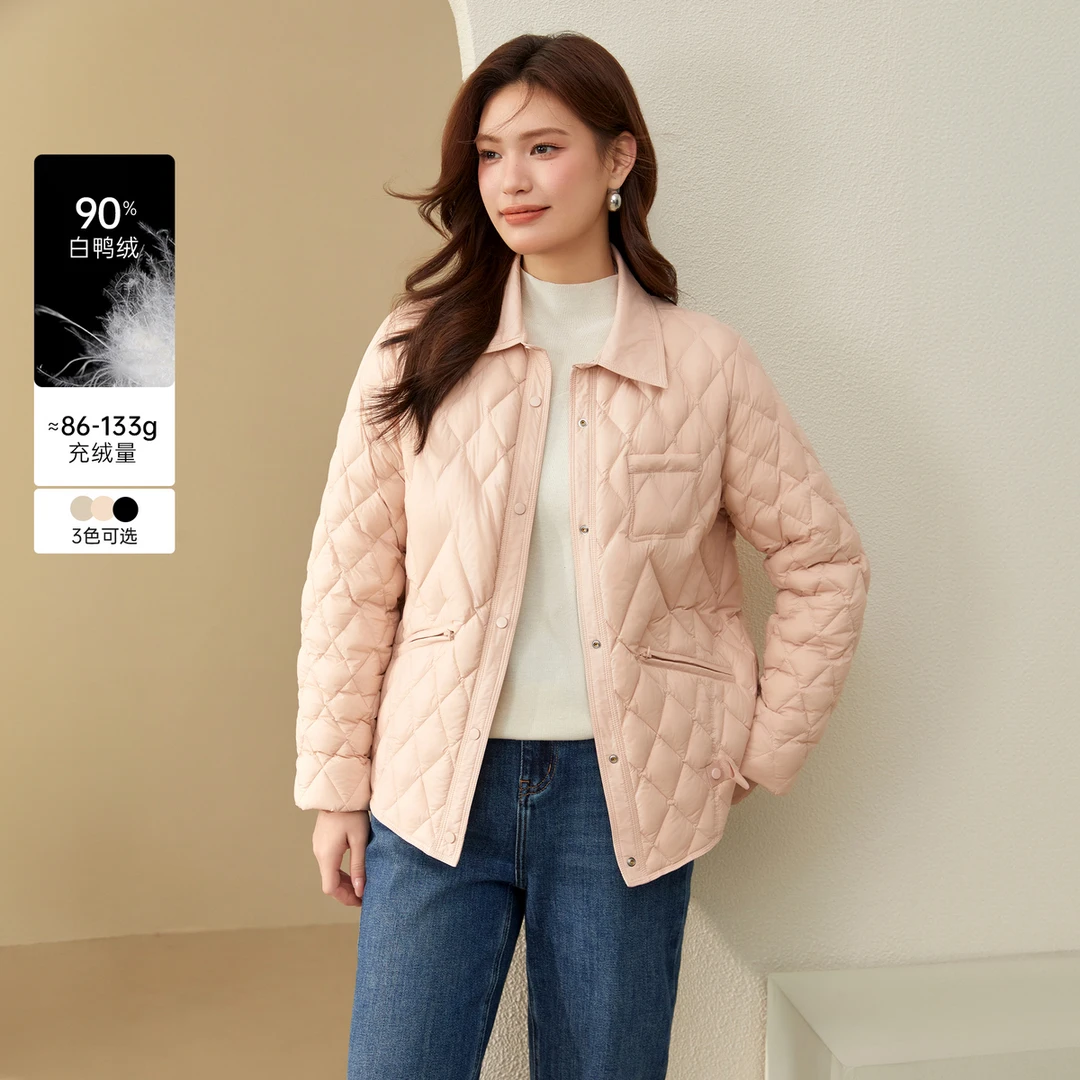 【好羽绒-轻暖显瘦面包服】纤莉秀大码女装胖m保暖百搭羽绒服QJ3689