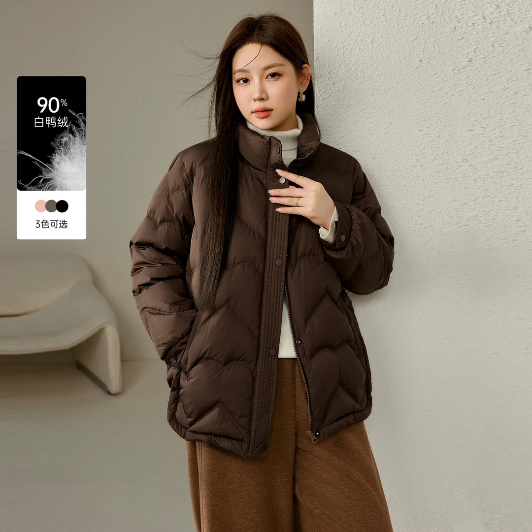 【好羽绒-华夫格轻暖鸭绒肌理加厚】纤莉秀大码女装胖mm羽绒QJ2214