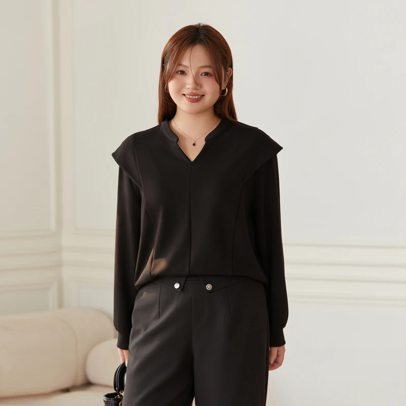 【时尚通勤拼接卫衣】纤莉秀大码女装胖MM秋新款时尚设计感QI5535