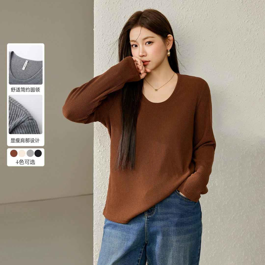 【叠穿 V领针织开衫】纤莉秀大码女装【视频】胖mm舒适显瘦上衣QJ4429