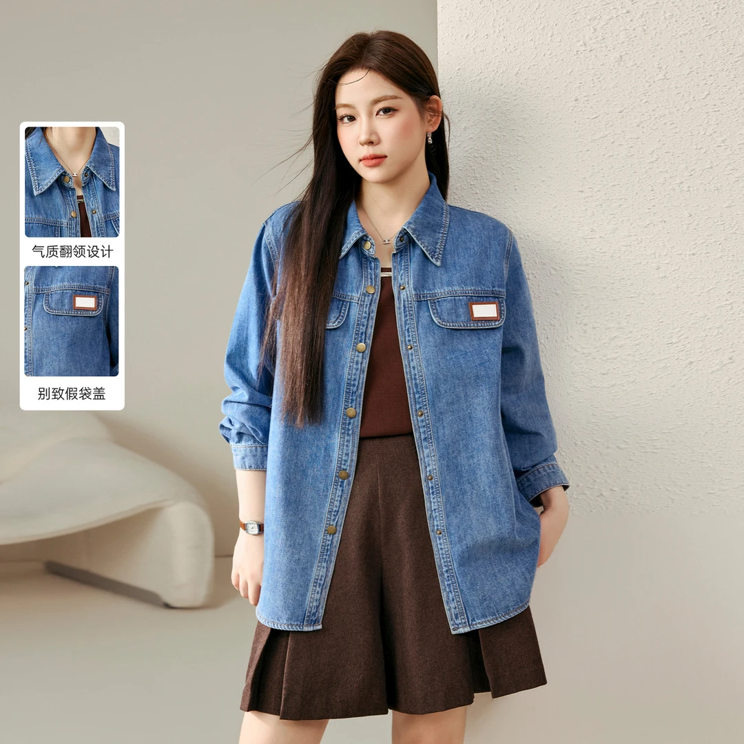 【春秋设计感港风外套】纤莉秀大码女胖mm休闲慵懒感个性气质QJ0755