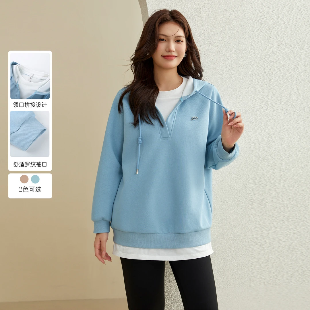 【春秋休闲运动设计感卫衣】纤莉秀大码女装胖mm个性百搭显瘦QJ5028