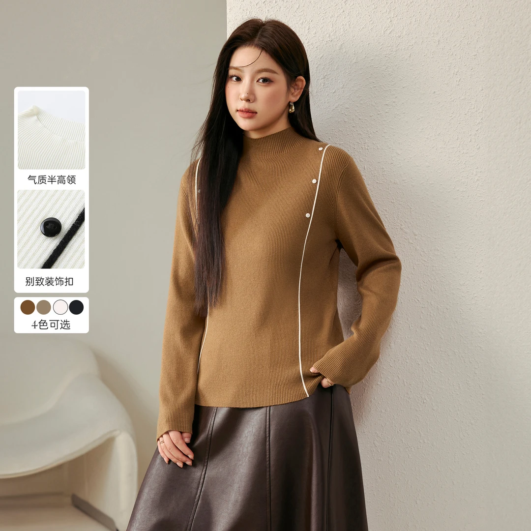 【欧若风优雅别致针织】纤莉秀气质大码女装秋季新款舒适上衣QJ3515