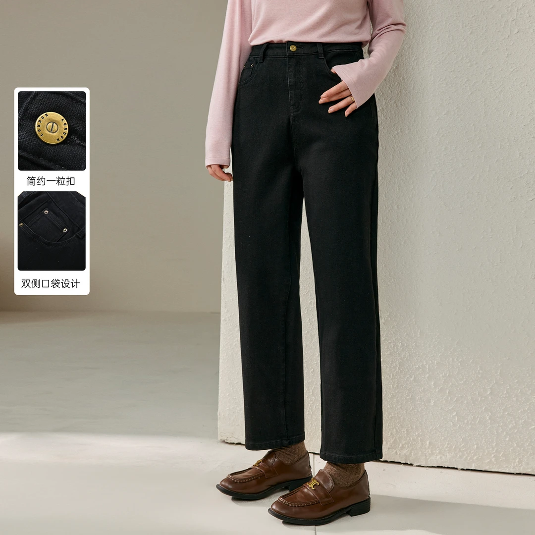 【轻奢通勤百搭法棍裤】纤莉秀大码美式潮流显瘦牛仔裤QJ4669