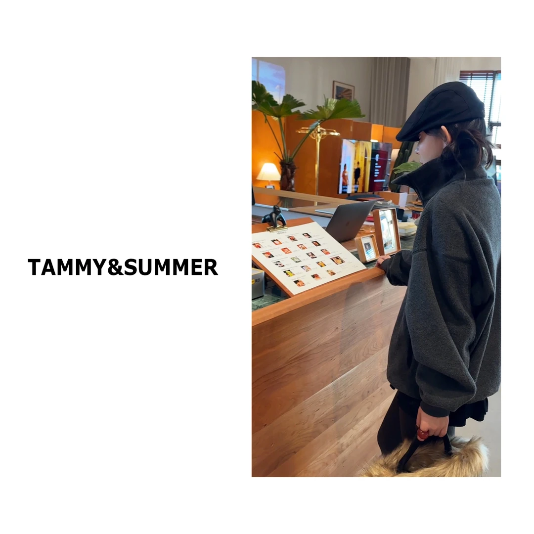 【Tammy&Summer】宽松慵懒风立领设计感绒里感软糯拉链卫衣Y504