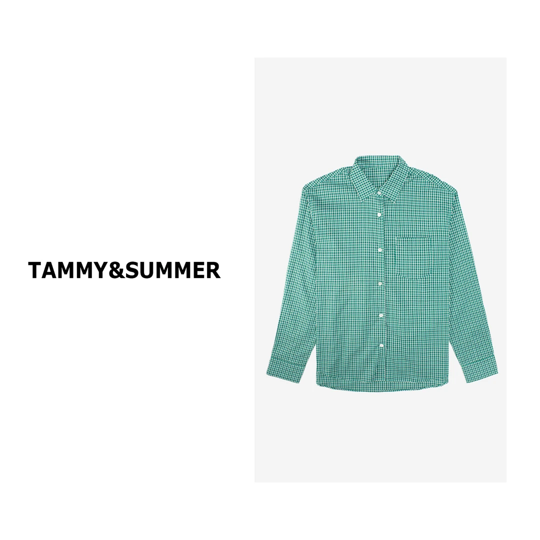 【Tammy&Summer】复古绿格纹宽松长袖衬衫女士休闲薄款衬衣CS13