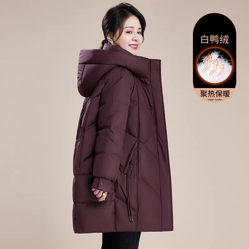 中老年妈妈中长款羽绒服冬装外套2025新款中年女宽松大码冬季棉袄