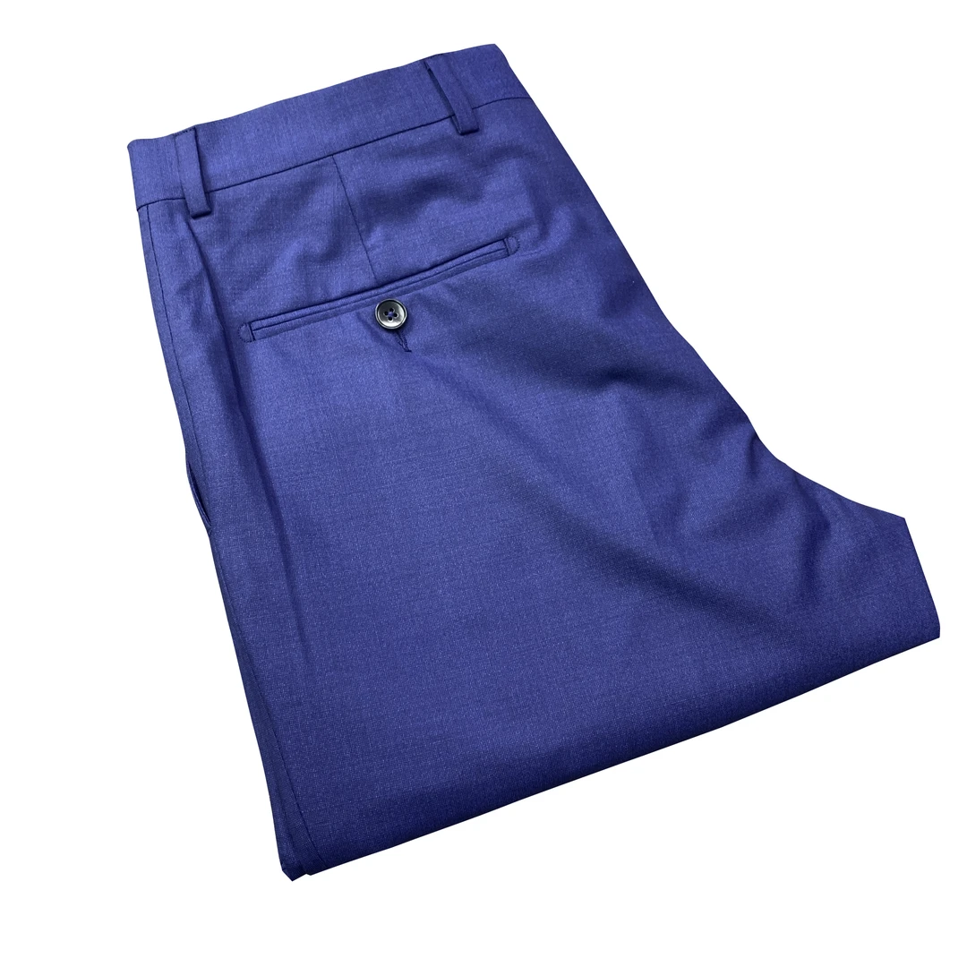 鸟【绵羊毛+桑蚕丝】蓝色商务四季薄西装直筒商务休闲百搭西裤XK001