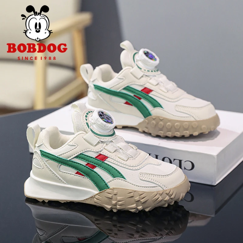 Bobdog/巴布豆2024新款儿童皮面阿甘鞋男女童休闲百搭休闲板鞋